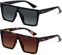 LYZOIT Oversized Square Flat Top Sunglasses for Women Men - Big Shield UV400 Protection Rimless Fashion Shades