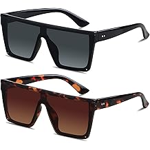 Square Oversized Sunglasses for Women Men Big Flat Top Fashion Shield Large UV Protection Rimless Shades