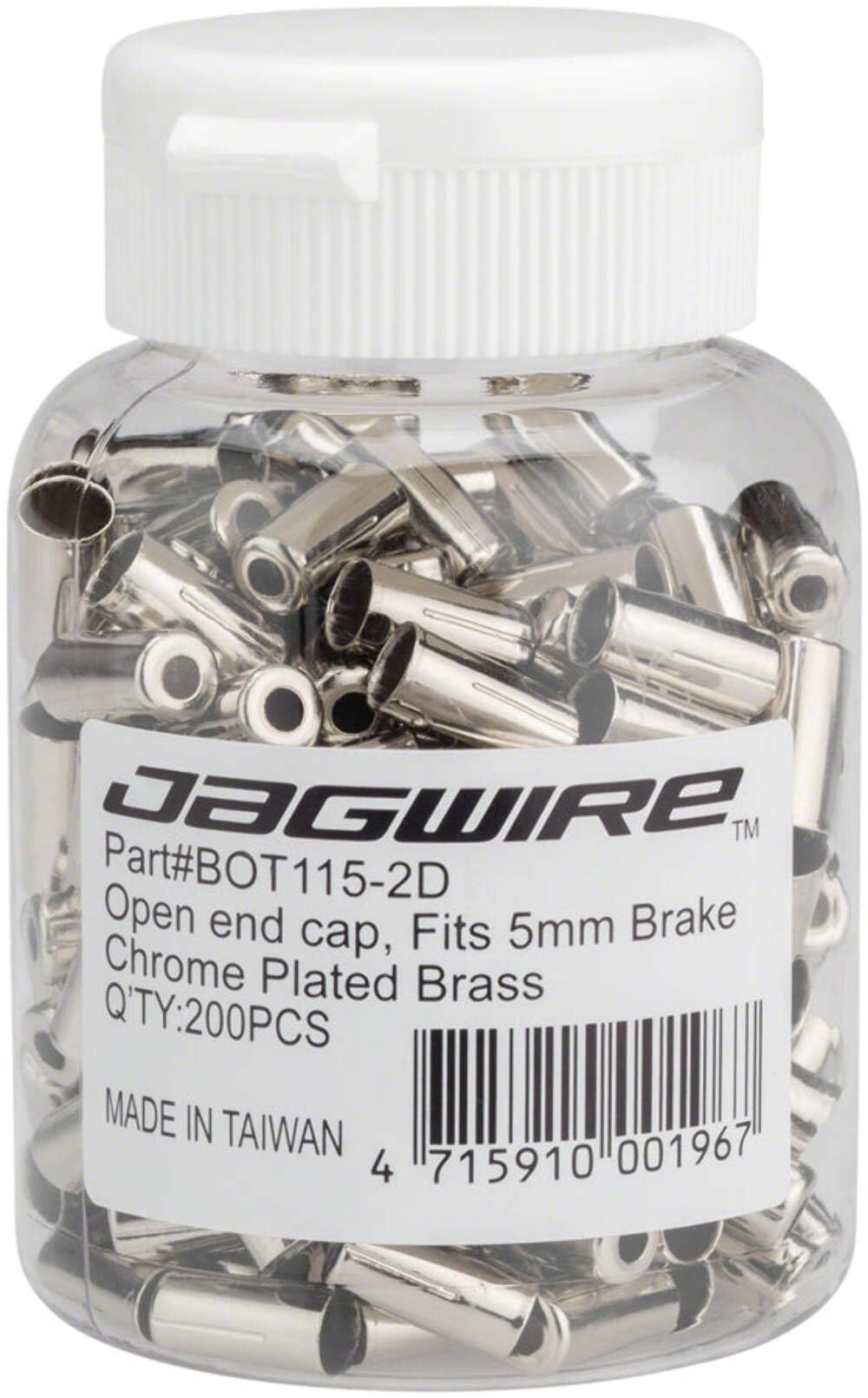 Jagwire Open Crimped Brake Sleeves 200 Pieces Chrome 5 mm
