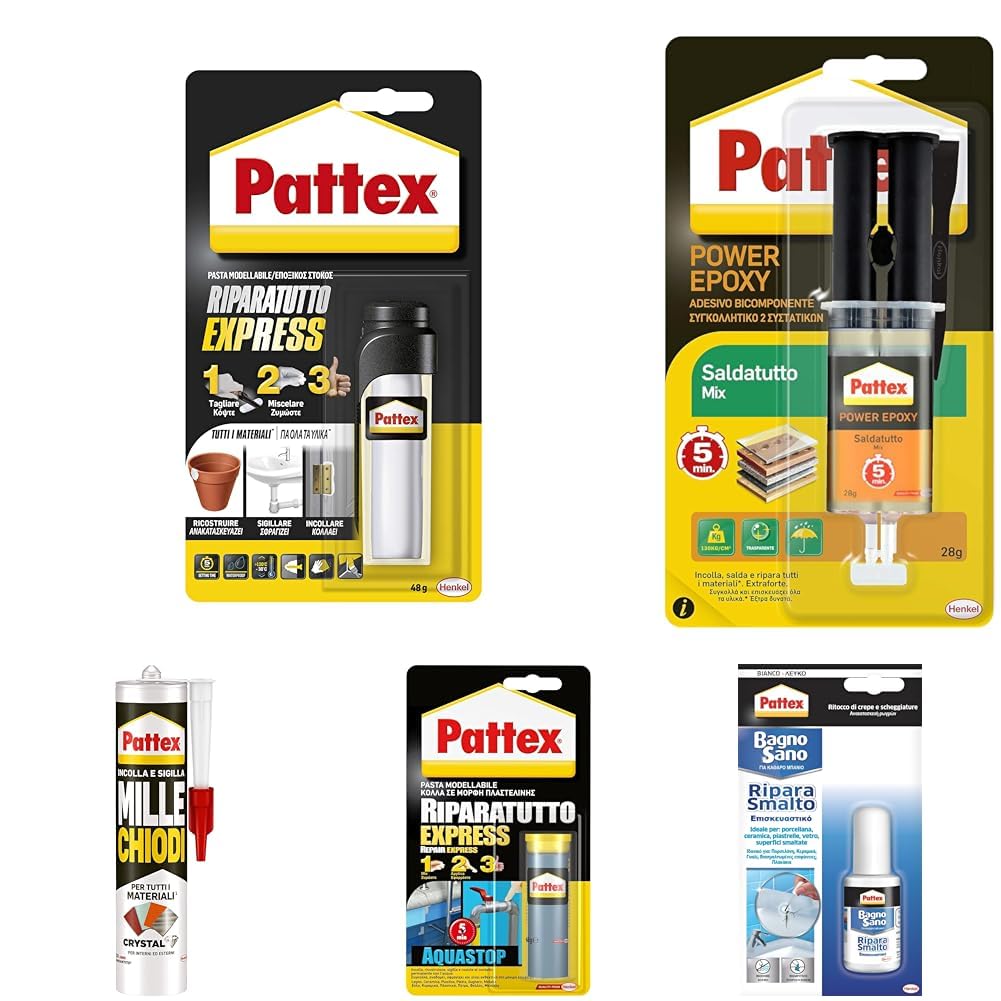 Pattex Ripara Express, Colla epossidica, Pasta modellabile per incollare e riparare, Adesivo epossidico verniciabile e carteggiabile per molti materiali, 48 g