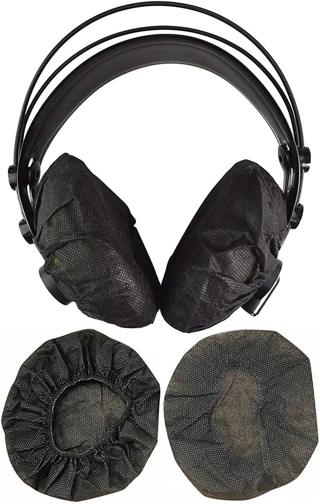 Tvoip 200Pcs Black Non-Woven Sanitary Headphone Ear Cover, Disposable Super Stretch Covers Washable, for Most On Ear Headphones Earpads (11 cm/ 4.33 Inch)