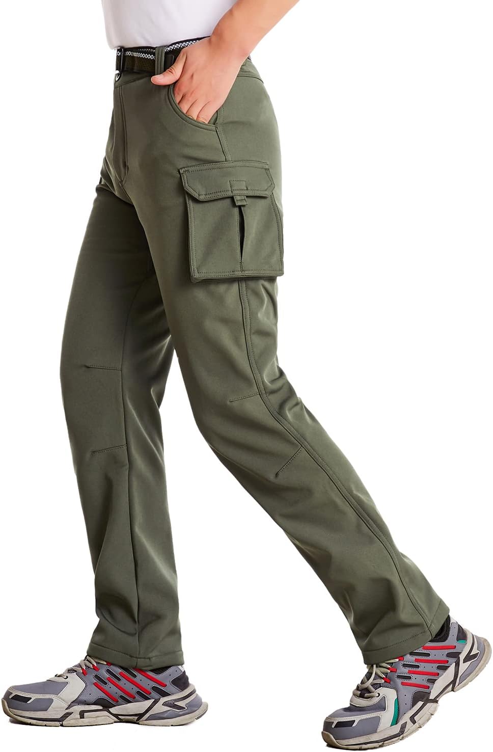 JOMLUN Boy's Hiking Pants Fleece Lined Cargo Snow Soft Shell Ski Waterproof Windproof Warm Outdoor Insulated Trousers Winter - Image 7