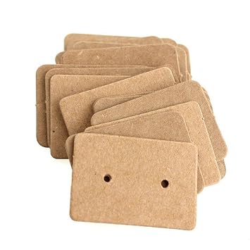 AKOAK 100 Pcs 2.5 x 3.5 Cm Brown Kraft Paper Earring Display Hang Cards Ear Studs Display Hang Tag