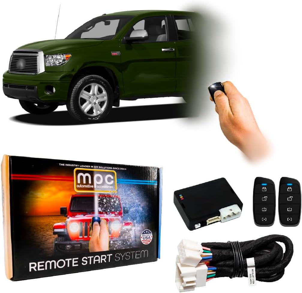 MPC Remote Starter Compatible with 2007-2010 Toyota Tundra |Gas| |Dot-Key| Includes Ignition Harness - Use Your Factory Key Fob to Activate - Custom Firmware - USA Tech Support