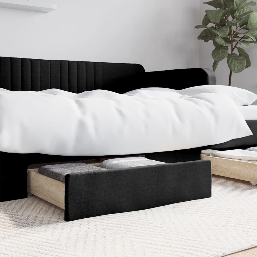 vidaXL Cajones de cama 2 uds madera ingeniería y cuero sintético negro