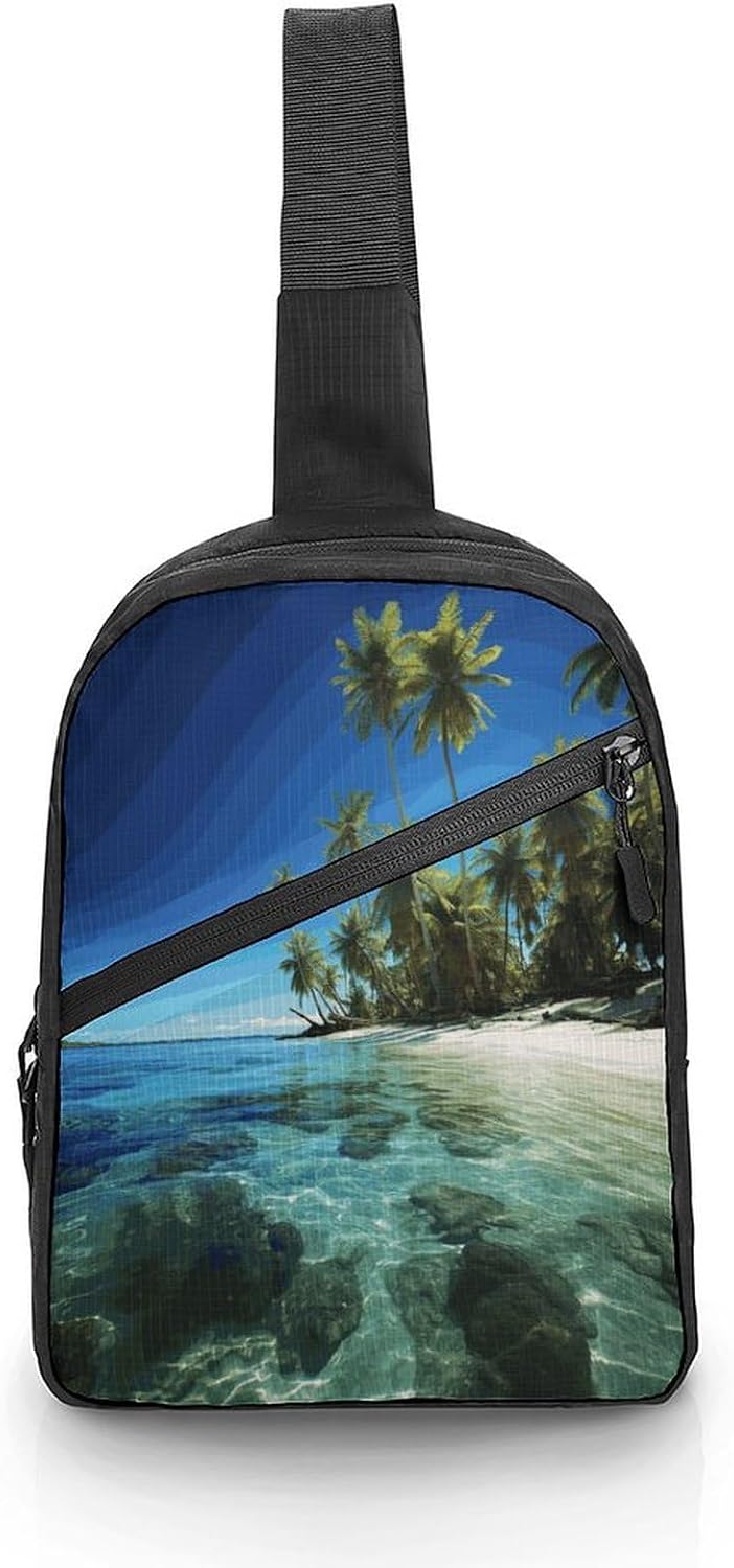 Palm Trees And Clear Sea Crossbody Backpack Sling Bag