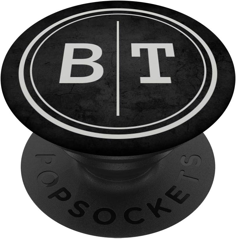 BT Monogram Gift Black Two Initials BT Monogram PopSockets Grip and Stand for Phones and Tablets