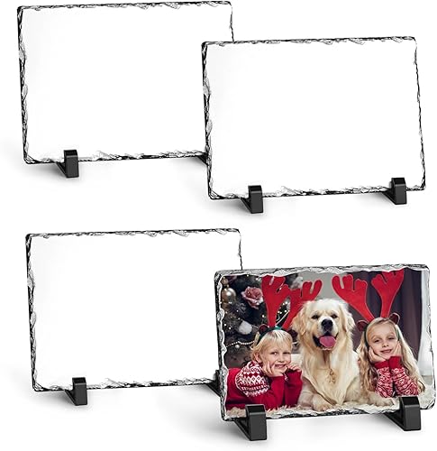 Placa de sublimación de pizarra de 4 x 6 pulgadas, placa de sublimación de piedra de roca, paquete de 4 unidades a granel