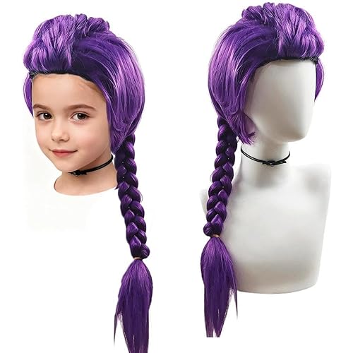 Purple Braid Wigs Long Light Purple Wig for Girls,Girls Braid Wigs,Purple Wig with Braided Daily Party Halloween Costume Wigs (Purpl e)