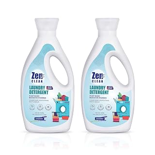 Avni Wellness - Zenticlean Natural Laundary Detergent | Lavender Fragrance | Front Load & Top Load Wash | With Measuring Cup | Plant Based, Eco-Friendly, Herbal| Removes Stains & Odour (1 L (Pack of 2), Lavender Fragrance)
