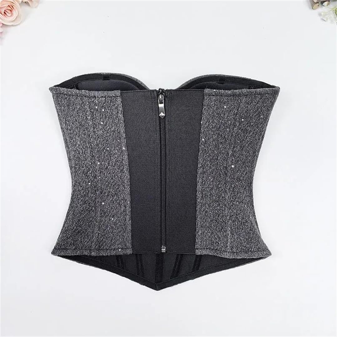 Yeuyyben Canotta da donna in misto lana senza maniche tinta unita con paillettes ispessite abbigliamento interno outwear moda top