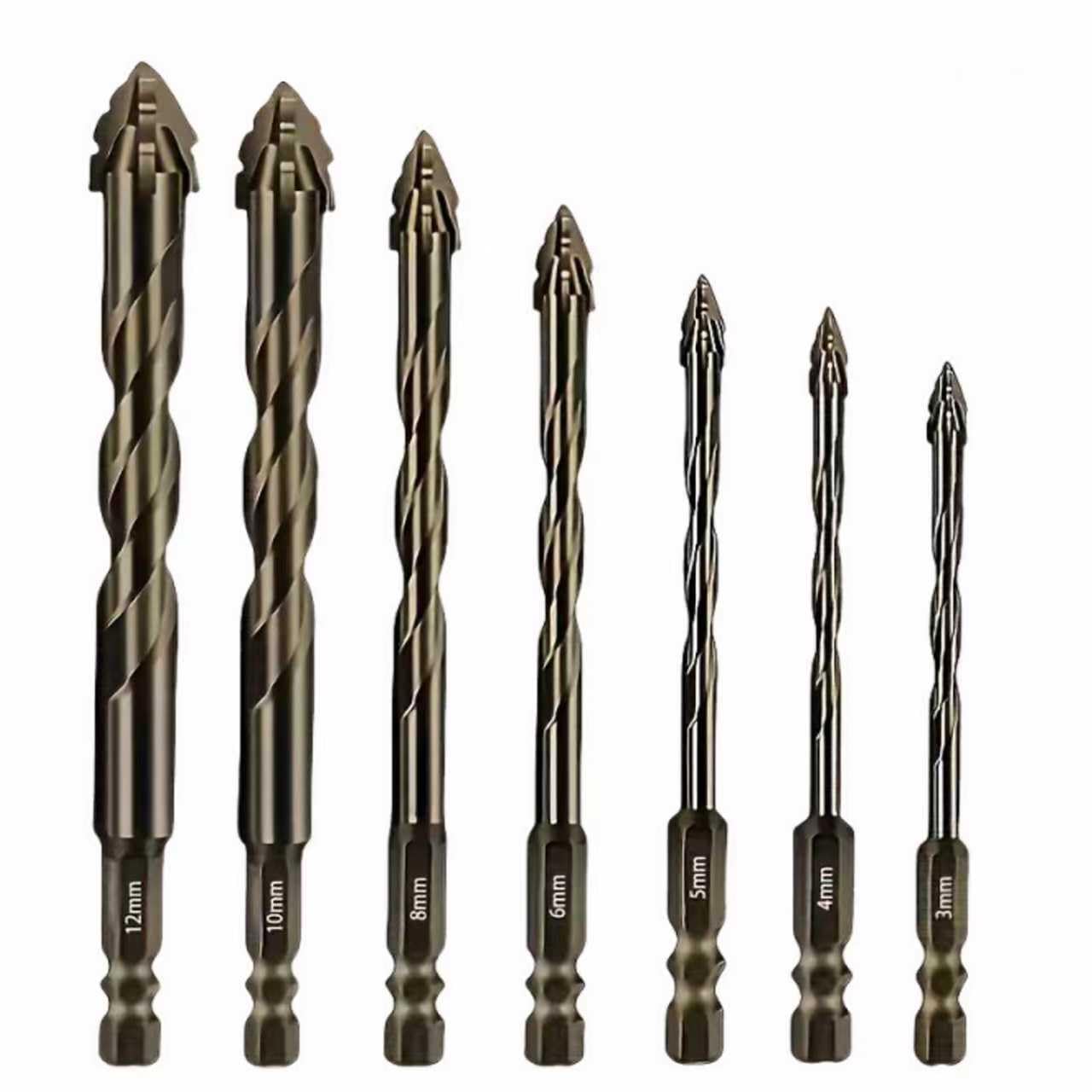 Four-Edge Serrated Concrete Drill Bit: 7PCS Eccentric Drill Bit Set, 3/4/5/6/8/10/12mm brocas para concreto for Concrete,Glass,Brick,Cement,Tile,Wood 123