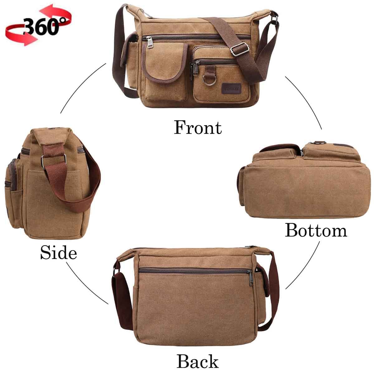 Bolso bandolera para hombre, bolso de mensajero, bolso de escuela, unisex, vintage, lona, para hombre, impermeable, bolsa de teléfono para viajes, ocio, deporte
