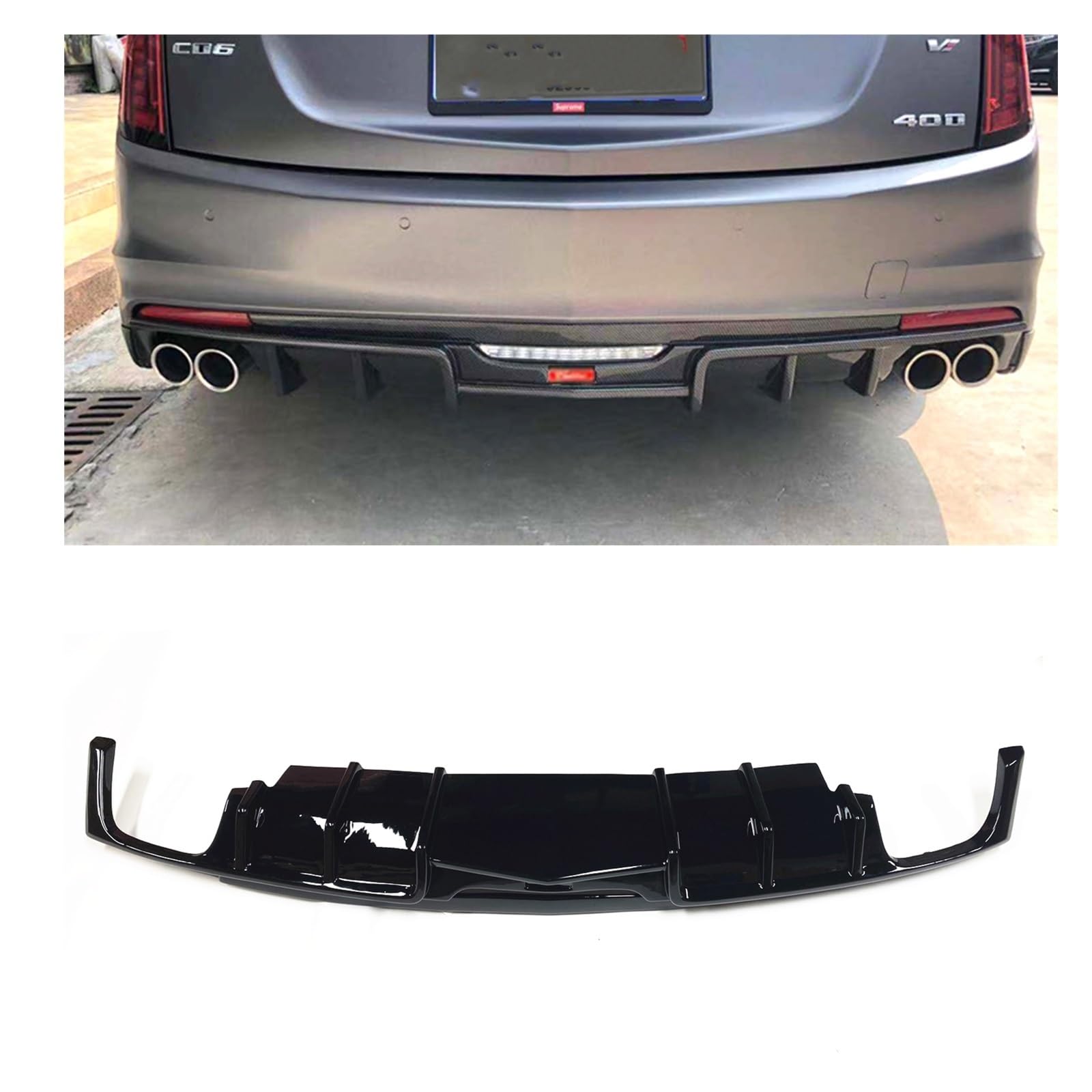Zderzak tylny kompatybilny z Cadillac CT6 2016-2020, dyfuzor tylnego dolnego zderzaka samochodu, zderzak tylny, zderzak zewnętrzny, osłona, spoiler, płyta(Carbon Fiber Look)