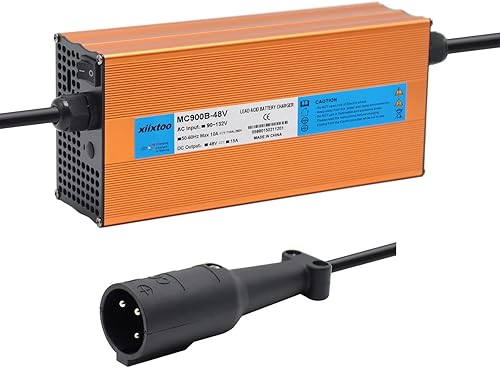 xiixtoo Reemplazo del cargador de batería para carrito de golf de 15 amperios y 48 voltios, compatible con 48 voltios Club Car Golf Cart 3 Pin Round