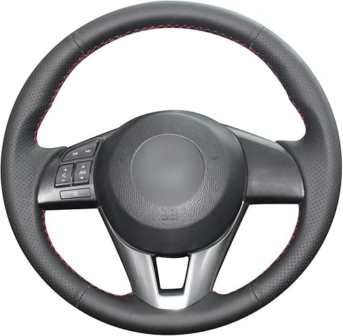 Funda de cuero negro cosida a mano para volante de automóvil, para Mazda 3 para Mazda 6 para Mazda 2 CX-3 CX-5 para Scion iA 2016 para Yaris iA DIY