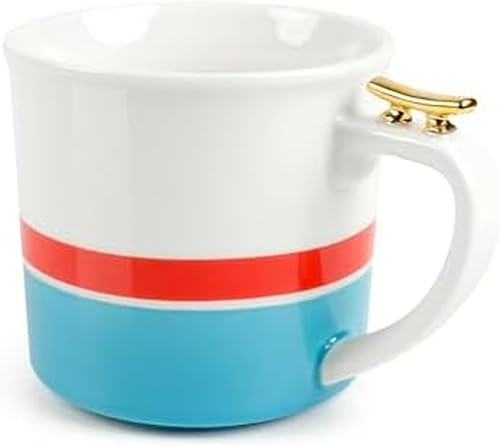 Genuine Fred HIGH TIED Tea Mug, 12oz Ceramic Mug with Nautical Design and Dock Cleat Detail, Unique Gift for Sailors and Boat Lovers
