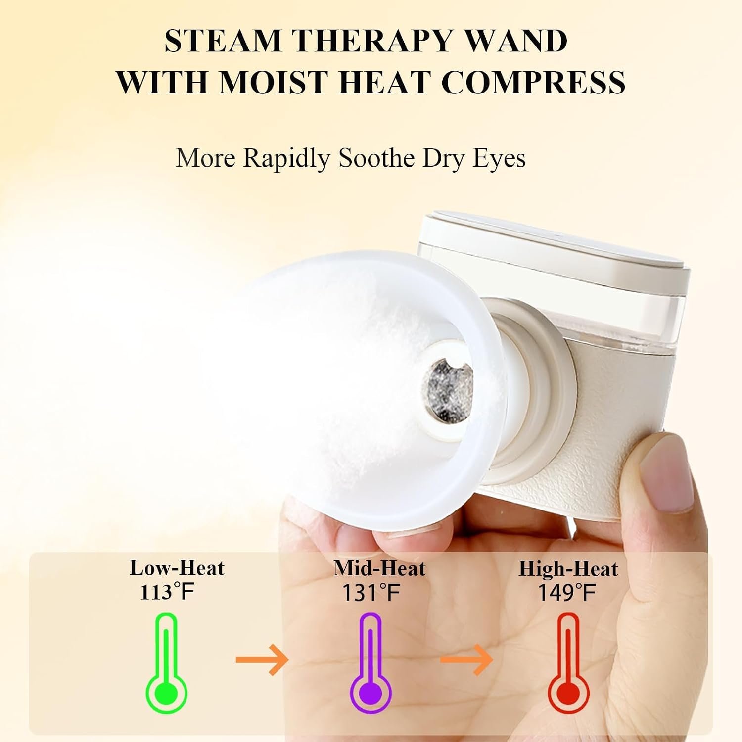 Heated Nano Mist Sprayer,Eye Steamer for Dry Eye Relief,Portable Electric Steam Therapy Wand with Warm Moist Heat for Natural Tears Restore,Dry Eye Fine Mister Machine with 3 Level-Heat