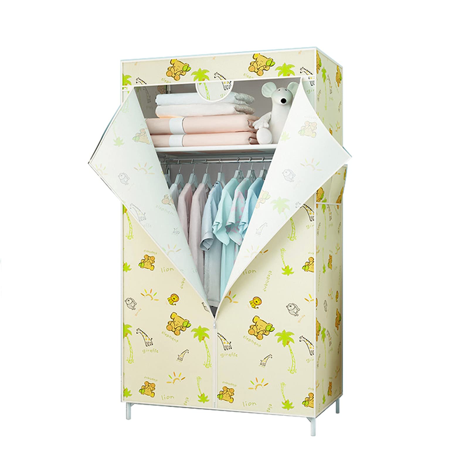 Armario Plegable De Lona, Riel para Colgar Ropa De Dormitorio Independiente Dormitorio De Condominio Organizador De Almacenamiento De Ropa Portátil con Bolsillos Laterales 155 * 43 * 70 CM