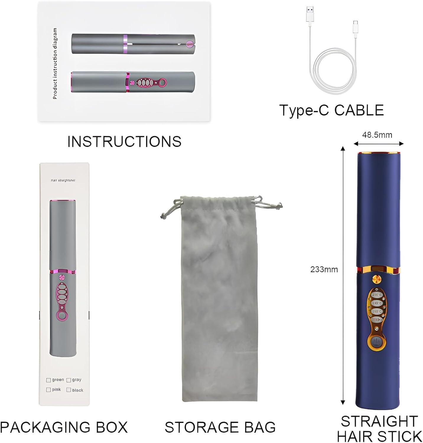 OBEST Cordless Hair Straighteners 2 in 1, Mini Portable Travel Curler Straightener for Women, Fast Heat Up, Anti-Scald 3-Level Rechargeable Flat Iron for Glossy Hair