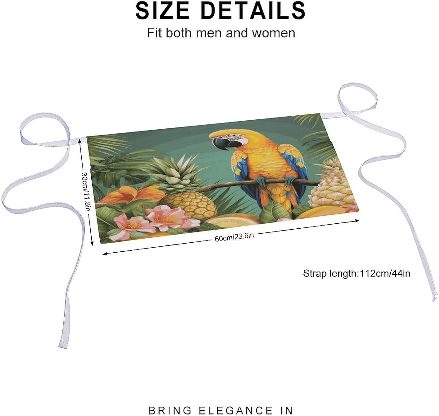 Summer Parrot Pineapple Bird Apron Waterproof Chef Works Half Bistro Server Apron Adjustable Waist Half Apron With Pockets for Men Women Soft Cooking Apron