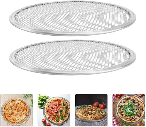 Miniatura 3 de NUOBESTY Pantalla de aluminio para hornear pizza de 16 pulgadas, bandeja de pizza redonda sin costuras, pantalla de pizza antiadherente, utensilios