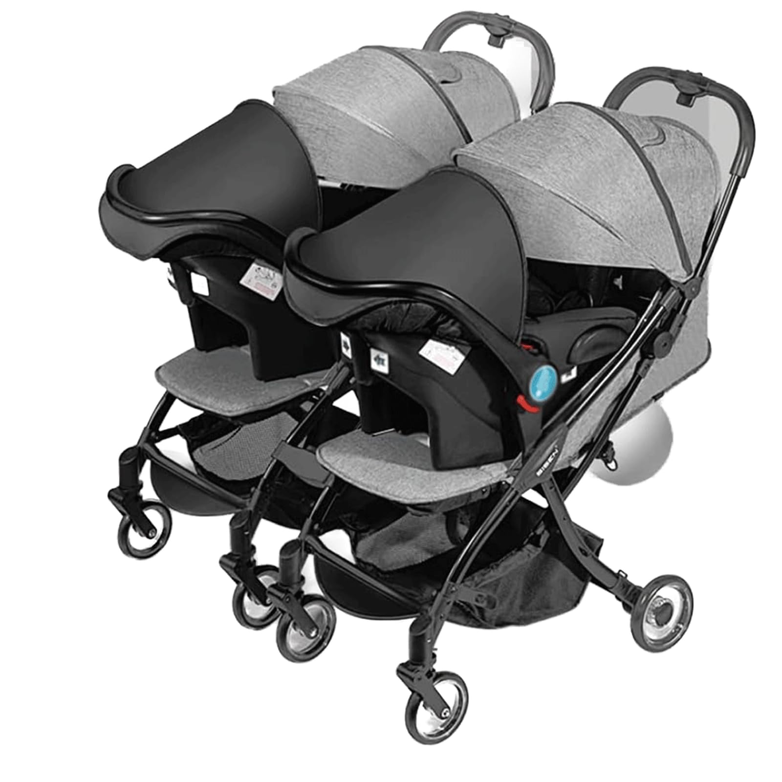 Rieort Cochecito Doble extraíble, cochecitos en tándem, Dosel Ajustable, Carrito de bebé de Aluminio de 38,5 ''* 25,9'' * 39,3''
