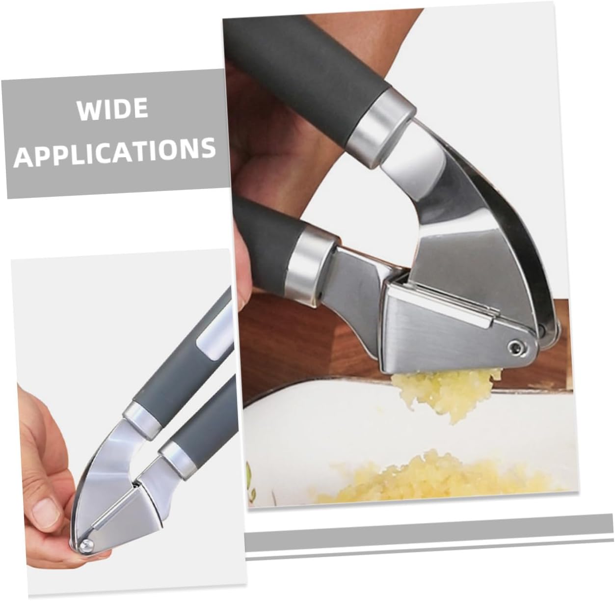 Manual Stainless Steel Garlic Press and Ginger Mincer Tool, Kitchen Garlic Crusher with Ergonomic Handle for Home Cooking and Spice Preparation,