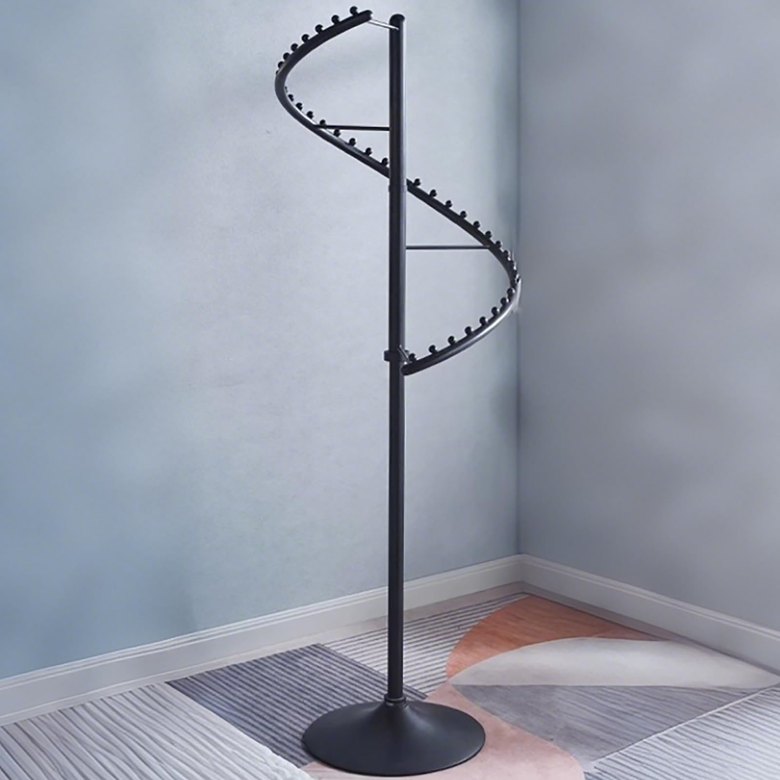 Porte-vêtements rotatif en spirale métal présentoir autonome chambre