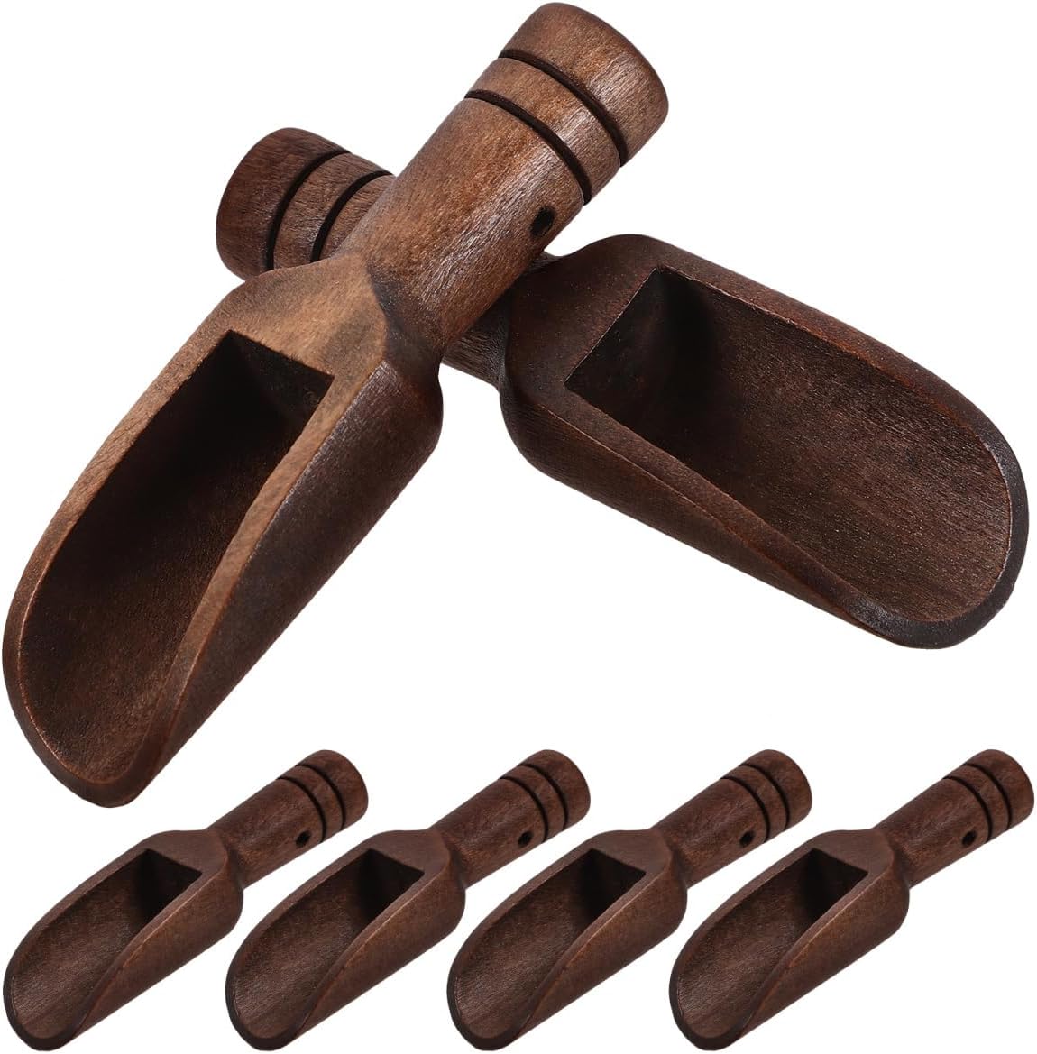 Unomor 6-Piece Mini Wooden Spice Spoons 3.03 Inch Small Wooden Scoops for Salt Seasoning Sugar Tea Candy Comfortable Handle for Jars Home Kitchen Restaurant Cafe