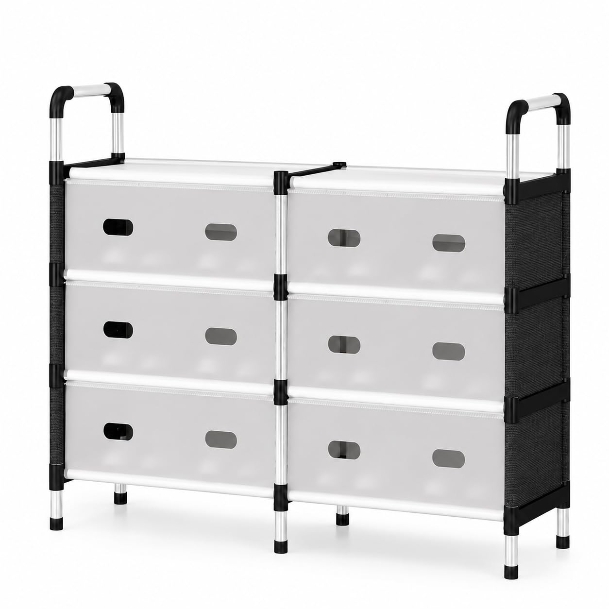 VARTEC Floor-Standing Shoe Rack, 2 Row 3 Tier Transparent Plastic with Metal Frame, Ventilation Holes, 78x28x74 cm-image-47