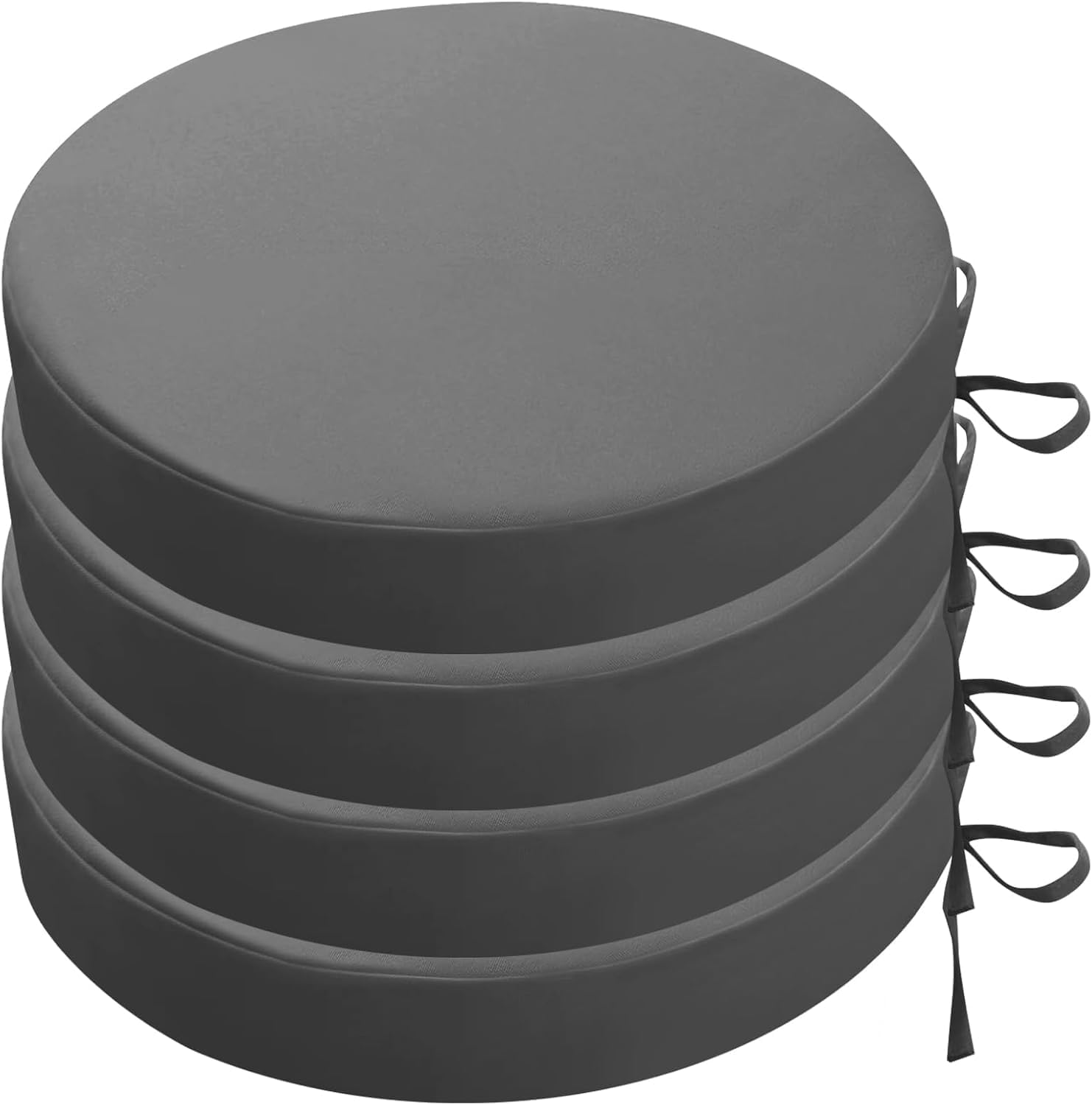 2/4 Pack Waterproof Round Outdoor Seat Cushions 40/45/50cm with Ties | 5cm Thick Garden Chair Pads for Patio, Kitchen Dining & Lawn Furniture(Grey,45x5cm(4pcs))