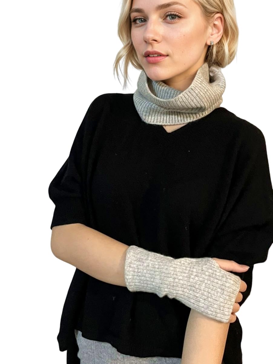 maglia a costine Donna Uomo Unisex cashmere sciarpa ad anello Cachemire scaldacollo tubolare guanti Senza Dita polsino
