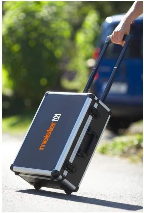 Meister Werkzeugtrolley 156-teilig - Werkzeug-Set-Mit Rollen- Teleskophandgriff/Profi Werkzeugkoffer befüllt/Werkzeugkiste fahrbar /Werkzeugbox komplett mit Werkzeug, Schwarz/Silber, 8971440