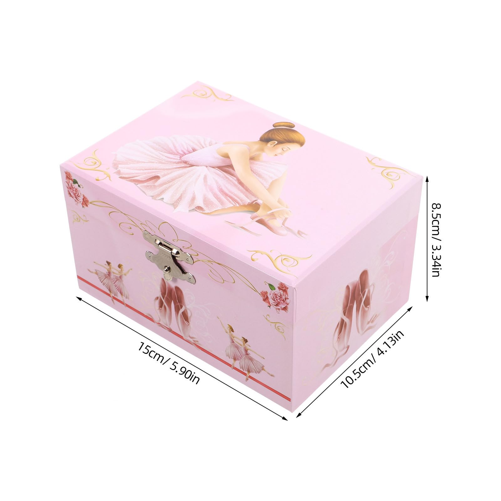 Caja de Música y Compartimentos, Tamaño Portátil Rosa de Ballet con Bailarina Giratoria para Niñas Adecuado para Decorar Habitación Infantil y Regalar en Ocasiones Obsequios