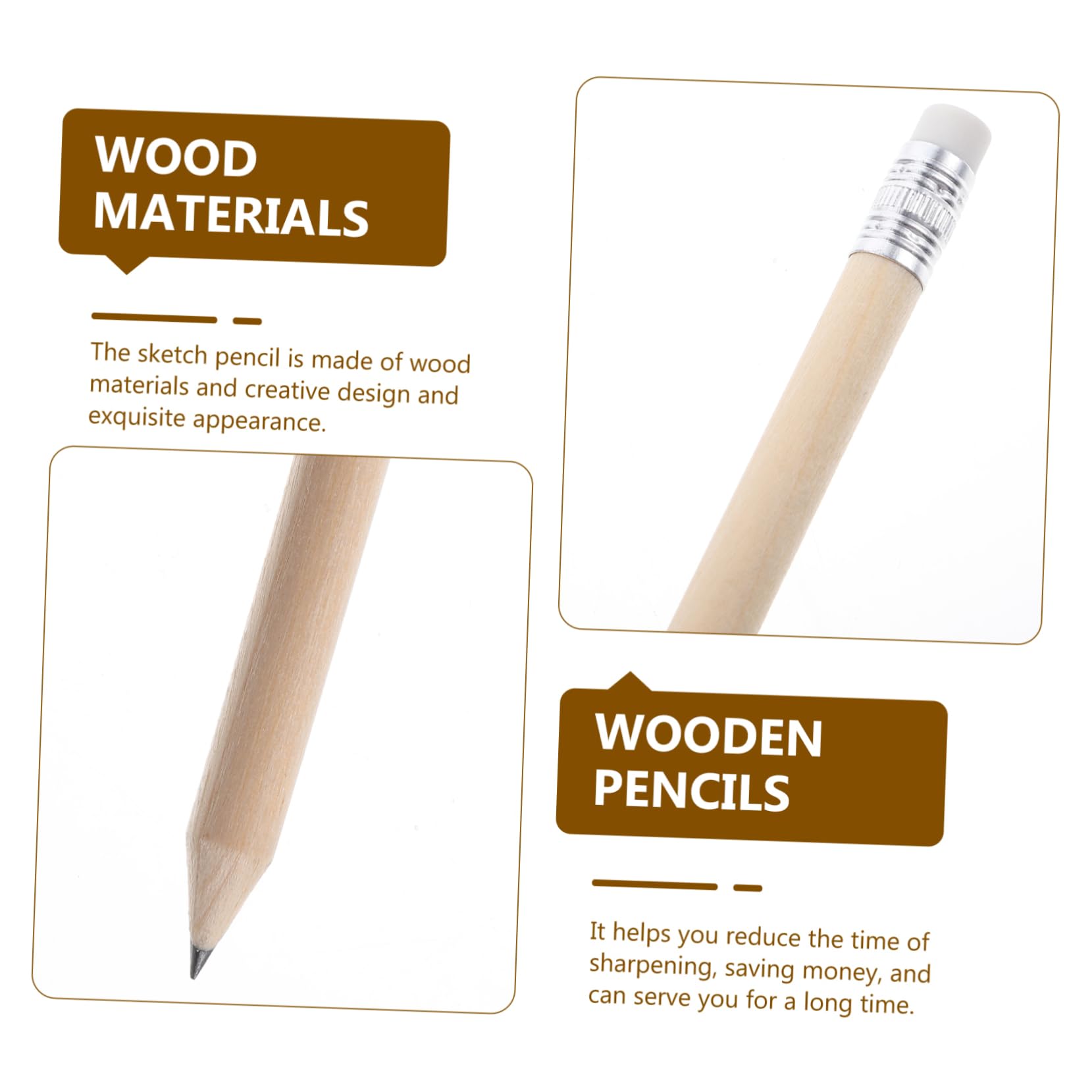 Amazon | BUTIFULSIC 天然木色 木製鉛筆 50本 丸軸 消しゴム付き 筆記