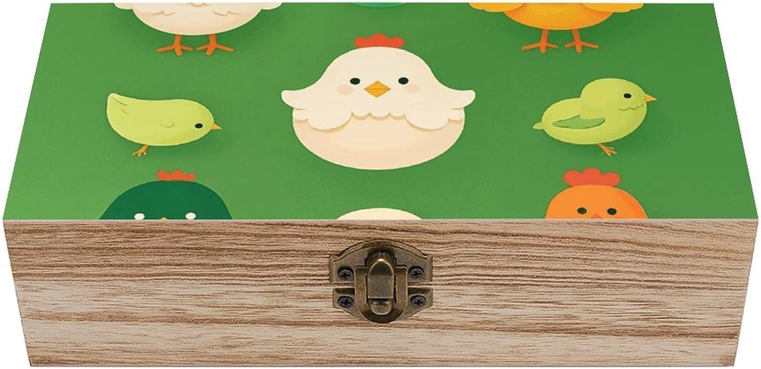 Vintage Wooden Storage Box with Front Clasp Keepsake Box with Lid