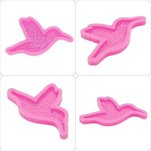Miniatura 6 de Molde de silicona brillante para colibrí, moldes para llaveros de pájaros, molde de resina y epoxi, molde para hornear pasteles de fondant para