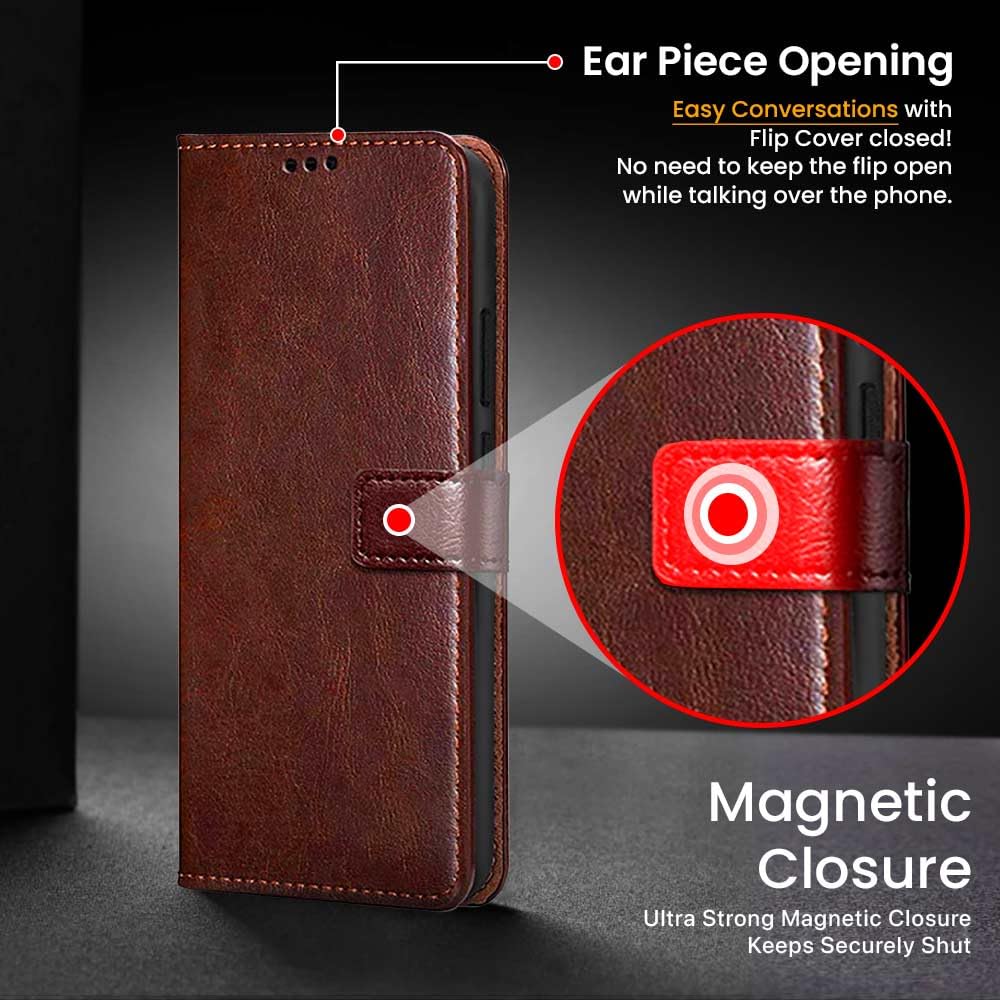 WOW IMAGINE Shock Proof Flip Cover Back Case Cover for 1+ OnePlus Nord CE 5 5G (Flexible | Leather Finish | Card Pockets Wallet & Stand | Chestnut Brown) 39 61SyJeb7h8L. SL1000