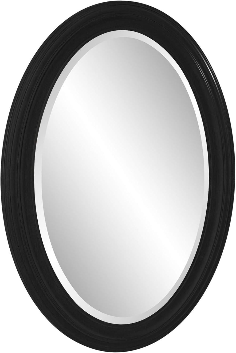 Get Discount 70% Price Howard Elliott George Oval Black Wall Mirror, Bevelled Hanging Wood Framed Vanity Mirrors for Home Decor, Living Room, Bathroom, Bedroom, or Hallway, 25 x 33 Inch