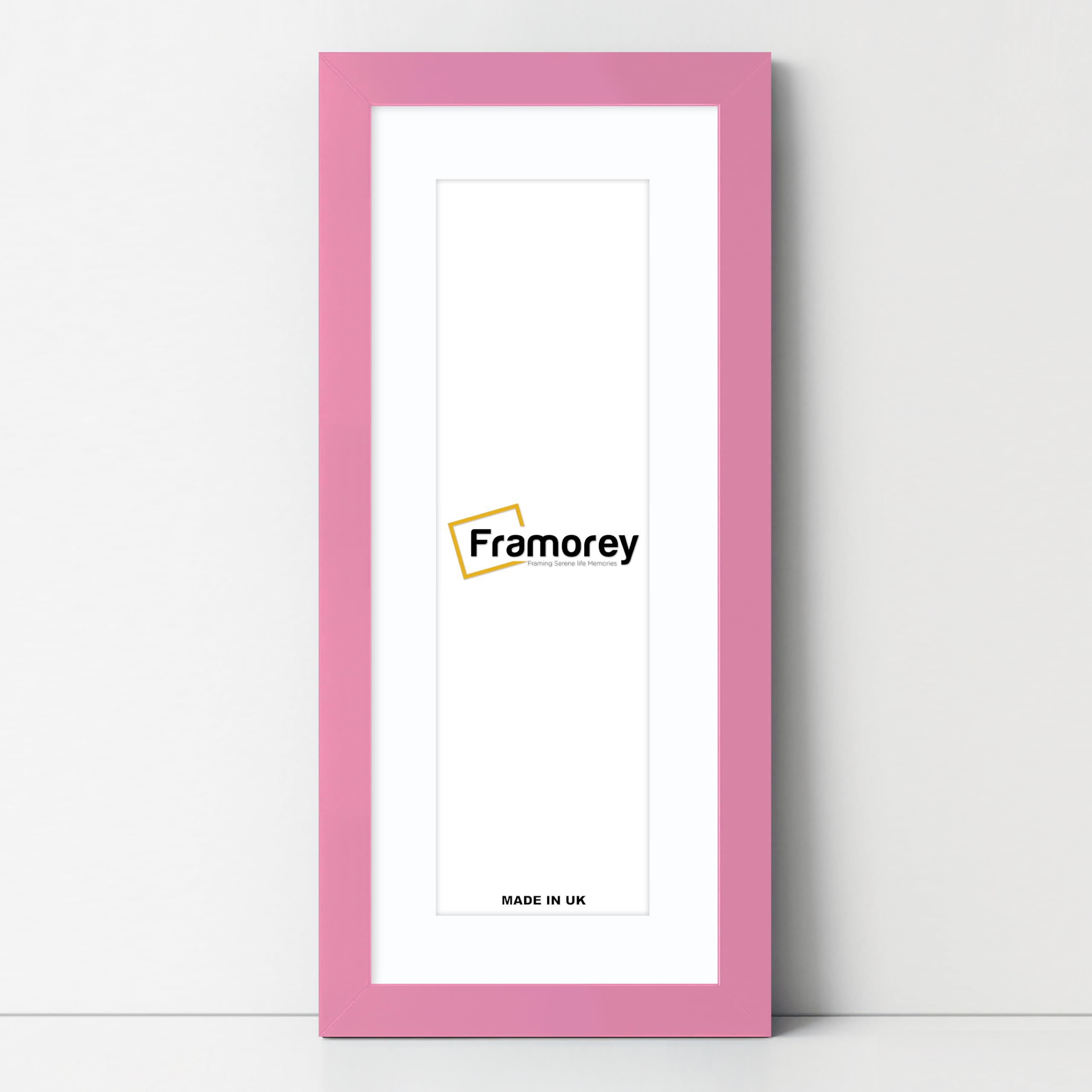 Framorey Framing Serene Life Memories Pink With White Mount Framorey Panoramic Style Oxford Flat Wooden Effect Picture Frame, 21X13" Pink With 17X9" White Mount, Handmade Wall Art Hanging Frame For Home Decor