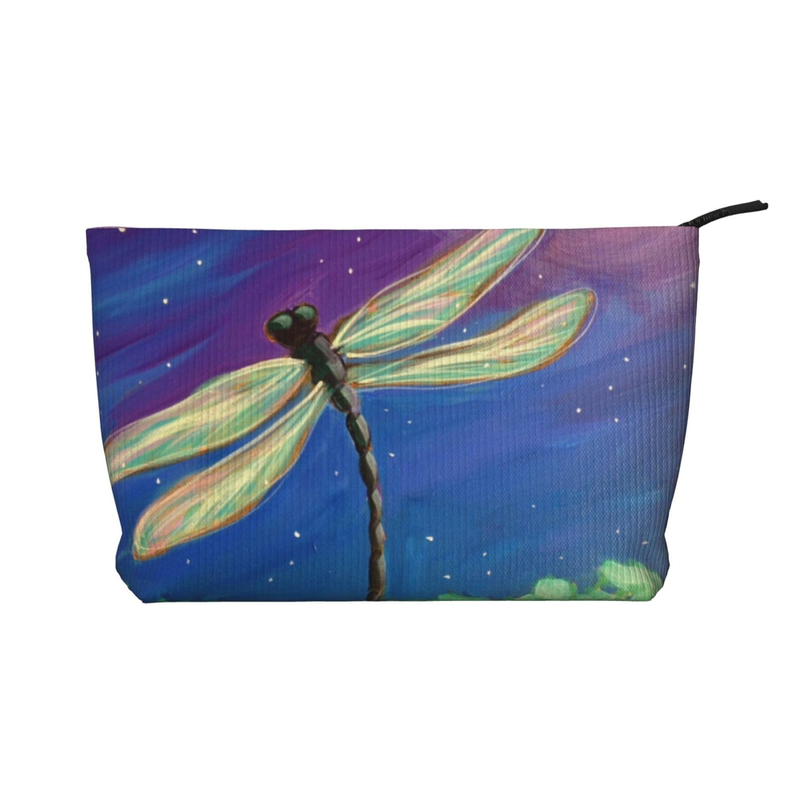 Make-up-Kosmetiktasche Mit Libellen-Motiv - Violett, Ca. 20 X 14 Cm, Canvas Mit Reißverschluss