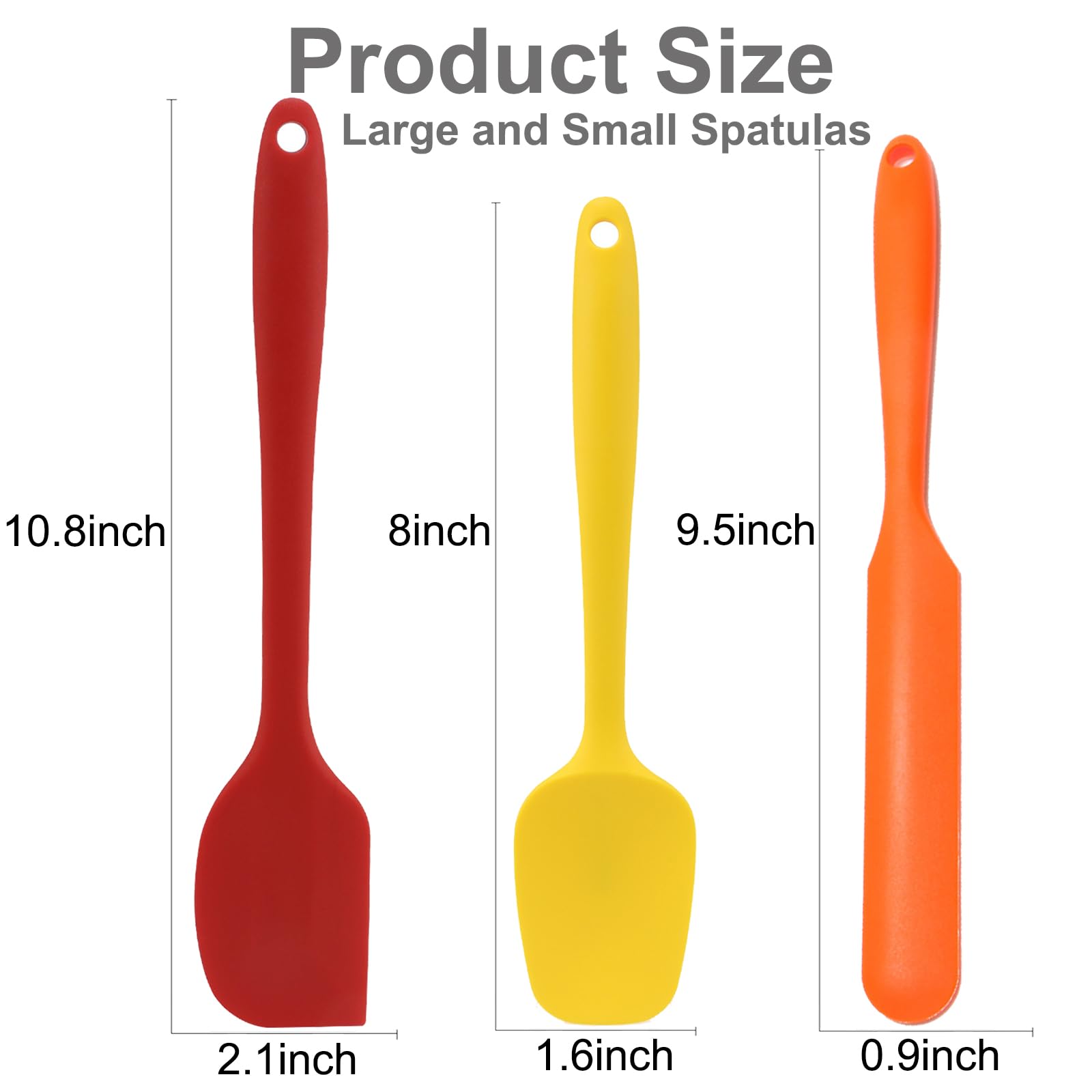 Juego de 5 espátulas de silicona antiadherentes de goma flexible con núcleo de acero inoxidable para hornear y mezclar, aptas para lavavajillas, multicolor
