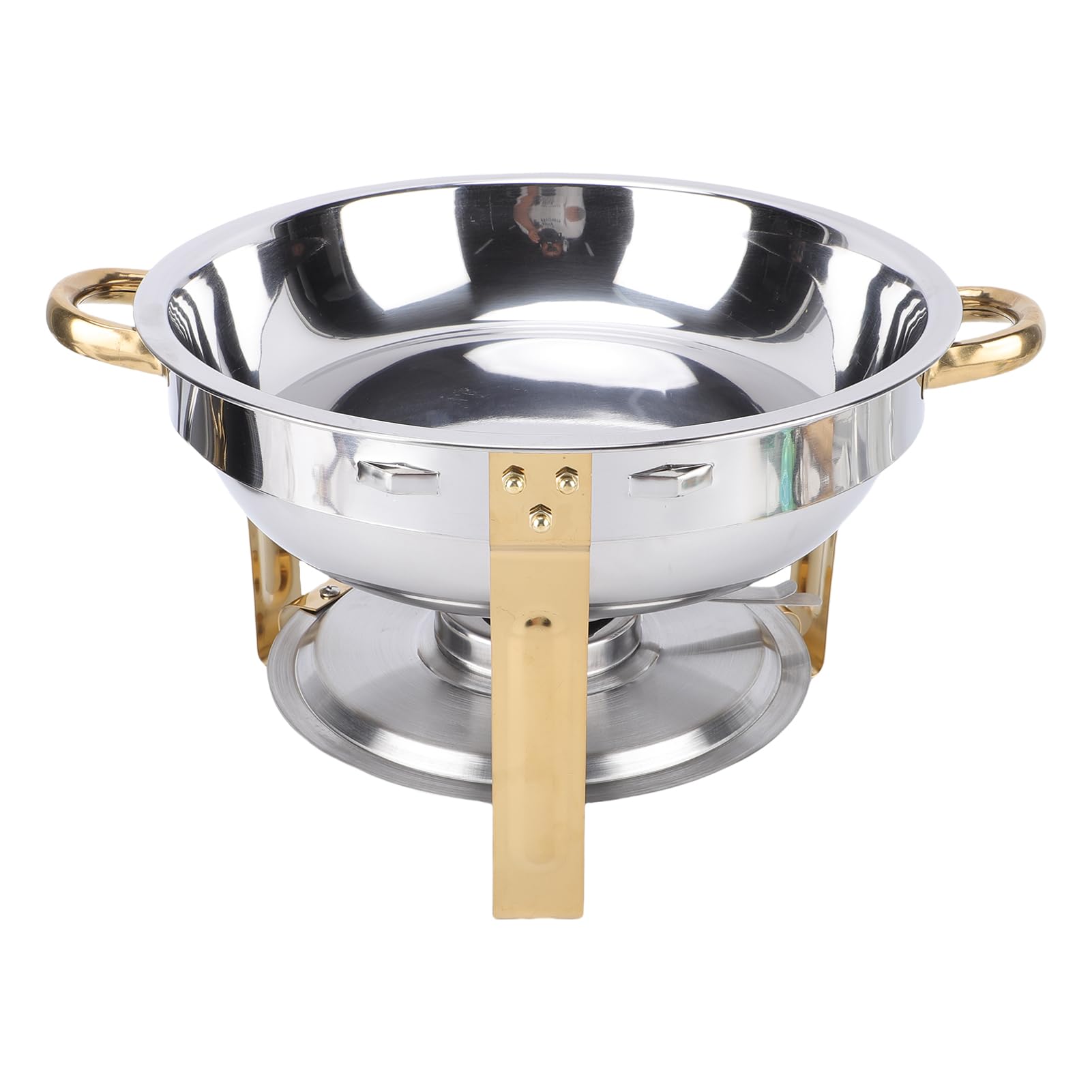 Plato de Frotamiento para Buffet, Calentador de Buffet Redondo de Acero Inoxidable Dorado de 4,5 L, con Tapa para Soporte de y Bandeja Profunda para Alimentos, para Restaurante, Hogar, Hotel,