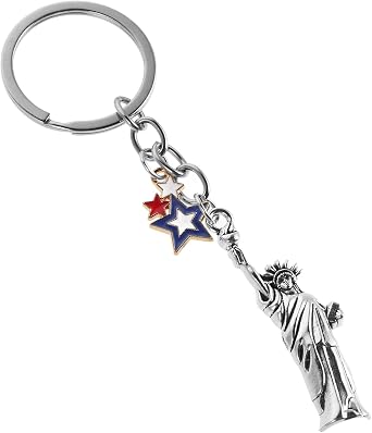 Statue of Liberty Keychain with American Flag Design, Set of 4 Metal Key Rings for Women, Backpack and Wallet Pendant Accessories, Usa Souvenir for Travel and Daily Use