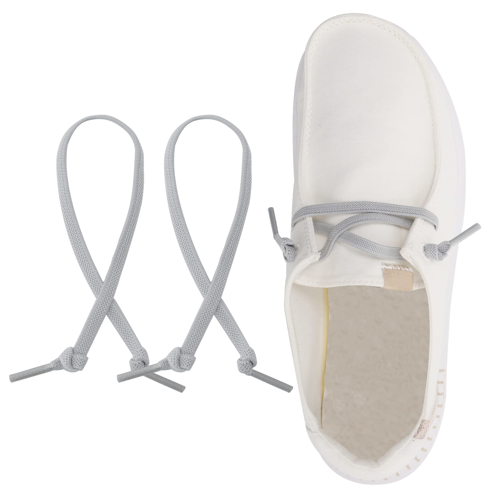 YOLOPARK 2 Pairs Replacement Shoe Laces Flat Elastic for Loafers, Casual and Hey Dude Shoes, Suit for Women Men and Kids