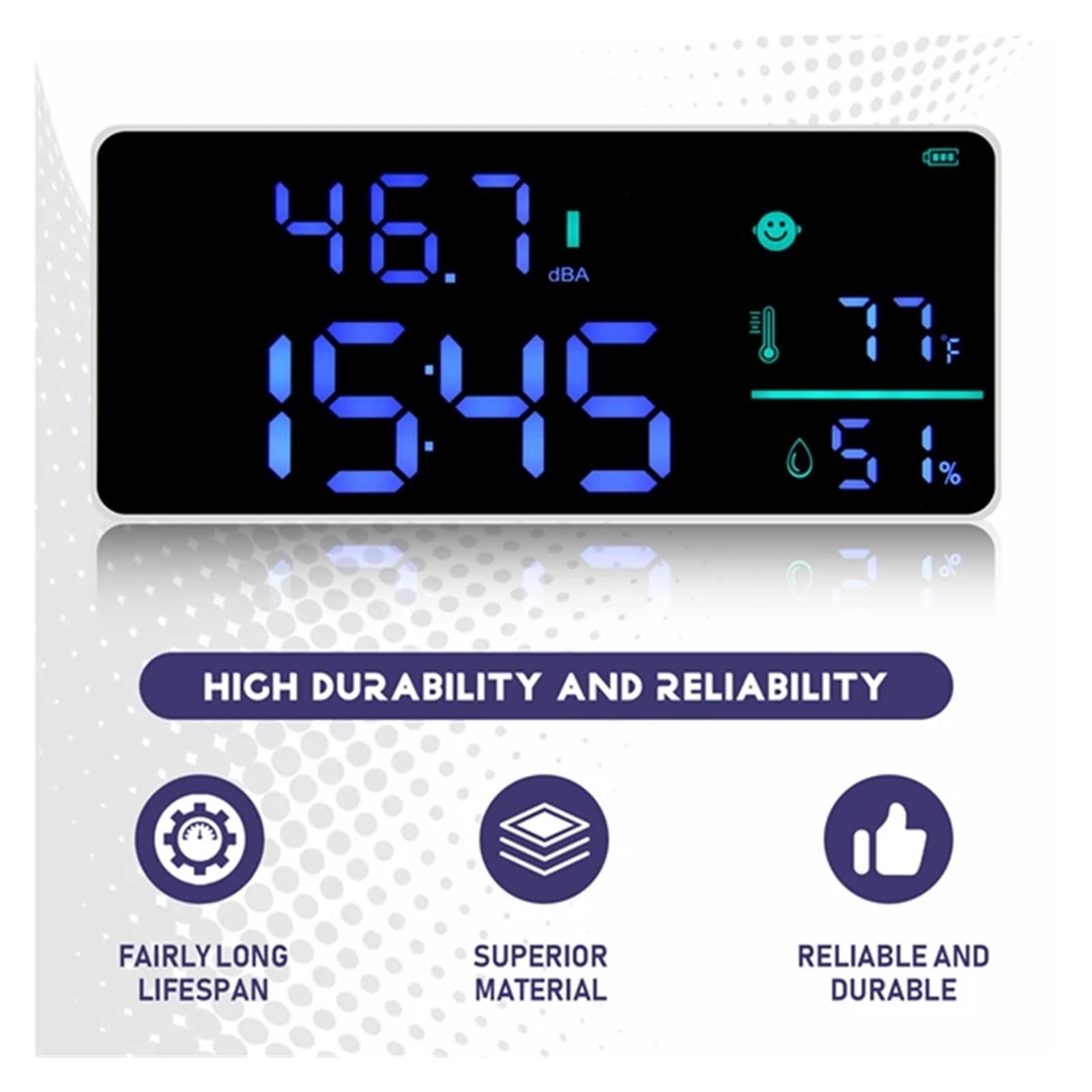 Medidor De Nivel Sonido For Colgar En La Pared, Rango 30 A 130 DB, Pantalla LED Grande 8,6 Pulgadas, Ruido, Tiempo Y Temperatura PrecisióN Extremadamente Alta