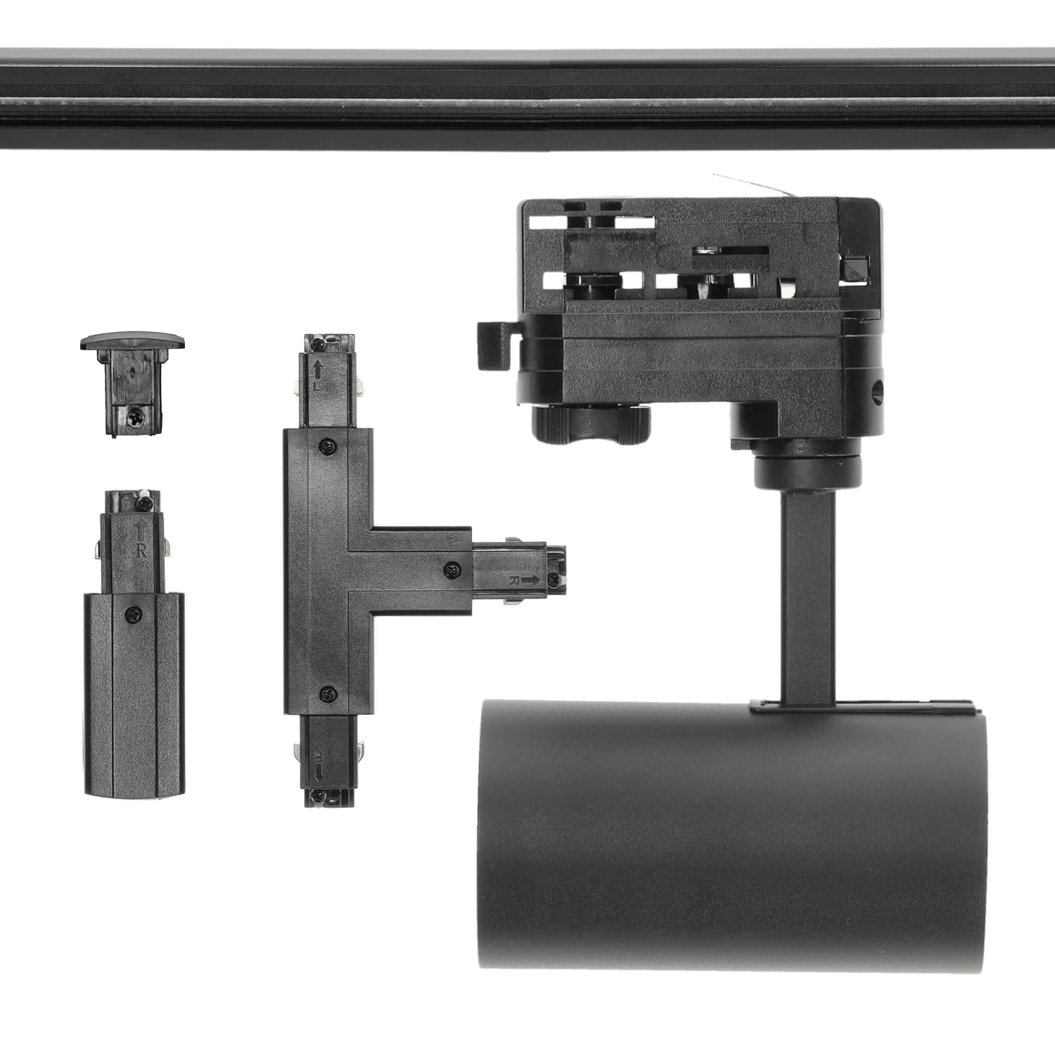 NEXTRACK 3-Phasen-Schienen-Set Komplett-Set GU10 Lampe 2x1m+2m Schiene T-Stecker Schwarz