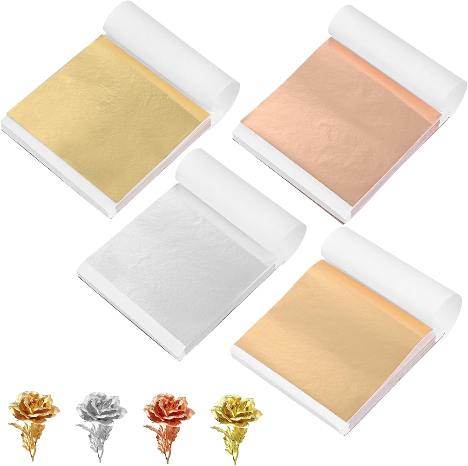 NUOBESTY 400pcs DIY Gold Foil Flakes Nail Art Foil Sheets Shimmering Craft Foil Paper for Nails Hair Makeup