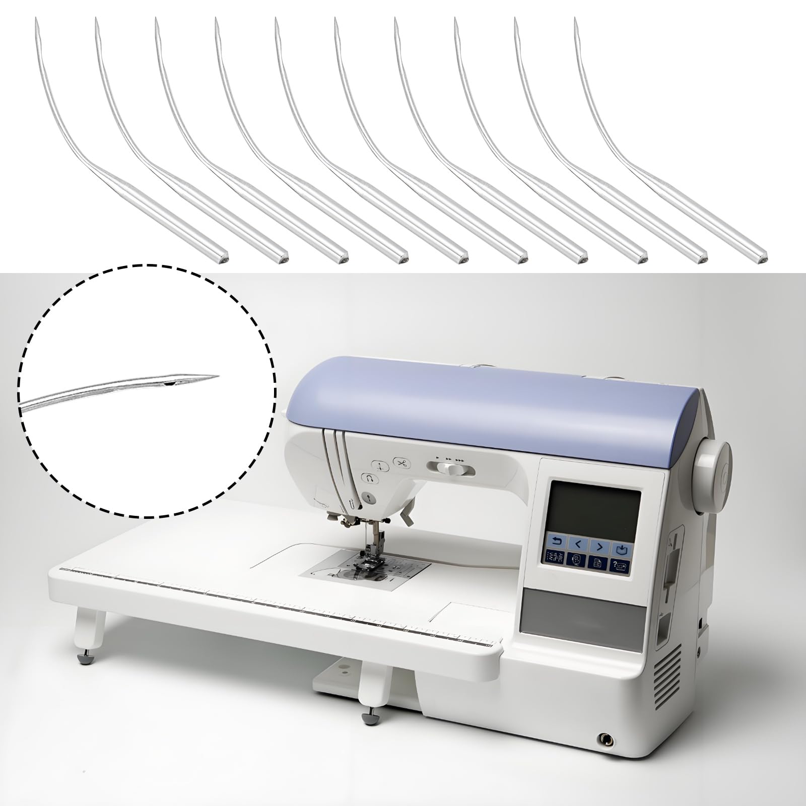 SING F LTD 10Pcs Blindstitch Curve Sewing Machine Needles LWx6T LWx2T, 80/12 Needles Suitable for Household Sewing Machines Portable Blind Hemmer Sewing Machine,Blind Stitch Machine